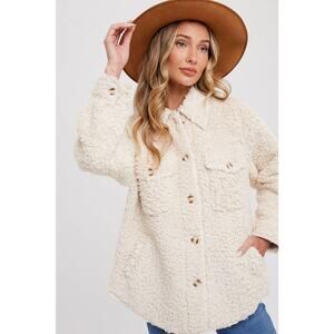 Boucle Woven Button Front Off White Jacket
